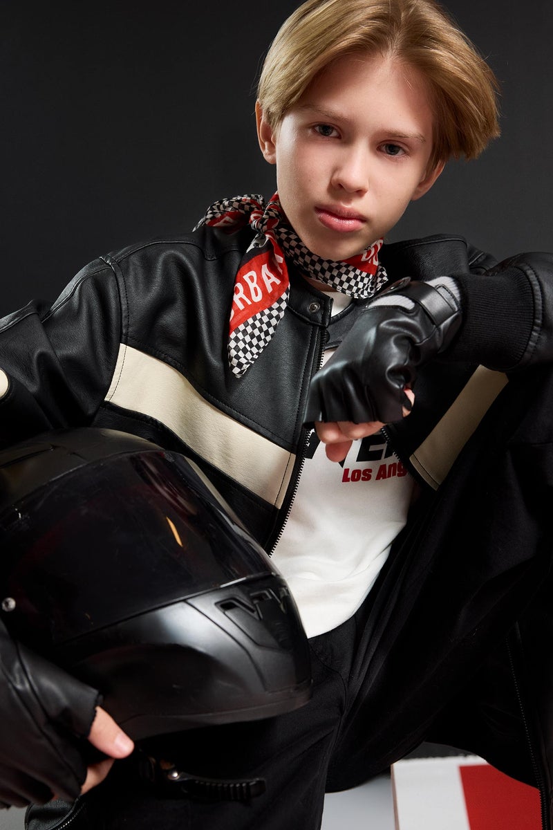 DeFacto Black Boy Boy College Collar Waterproof Bomber Jacket Casual - Image 3